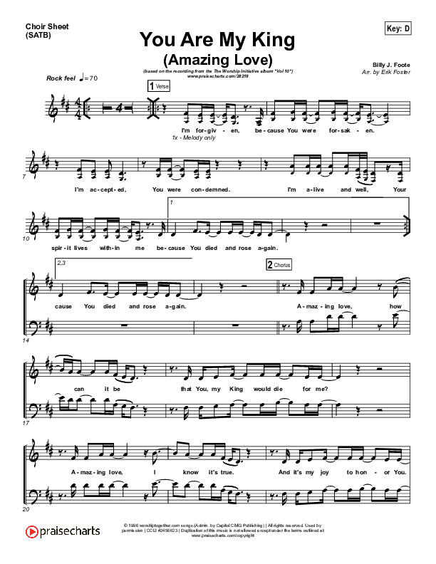 You Are My King (Amazing Love) Choir Sheet (SATB) (Shane & Shane / The Worship Initiative)