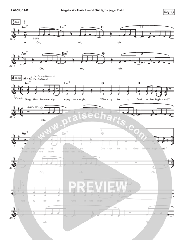 Angels We Have Heard On High (Cloud Of Witnesses) Lead Sheet (Shane & Shane / The Worship Initiative)