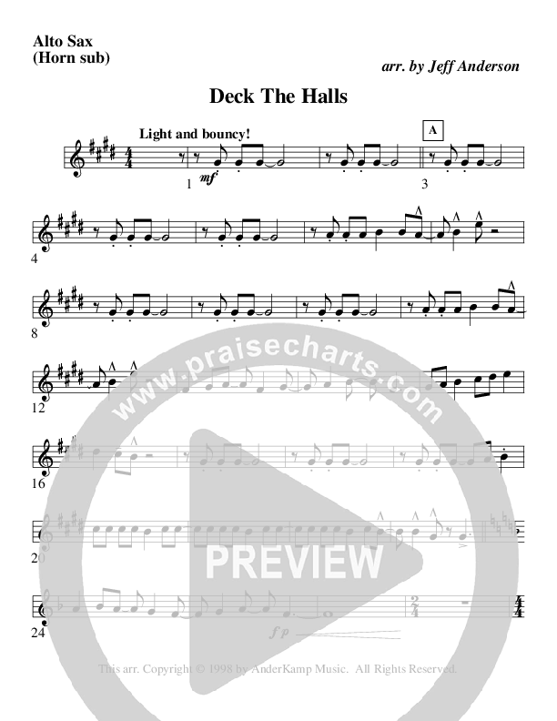 Deck The Halls (Instrumental) Alto Sax (AnderKamp Music)