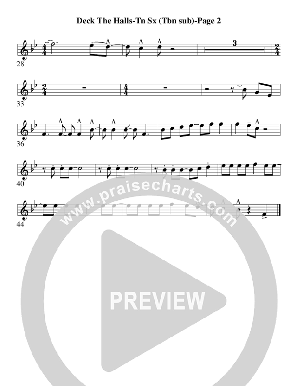 Deck The Halls (Instrumental) Tenor Sax 2 (AnderKamp Music)