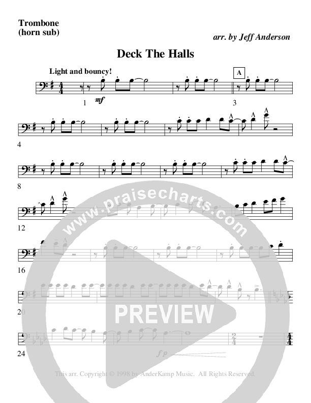 Deck The Halls (Instrumental) Trombone 2 (AnderKamp Music)