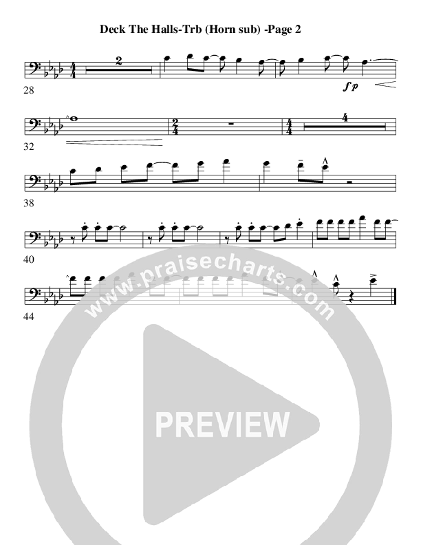 Deck The Halls (Instrumental) Trombone 2 (AnderKamp Music)