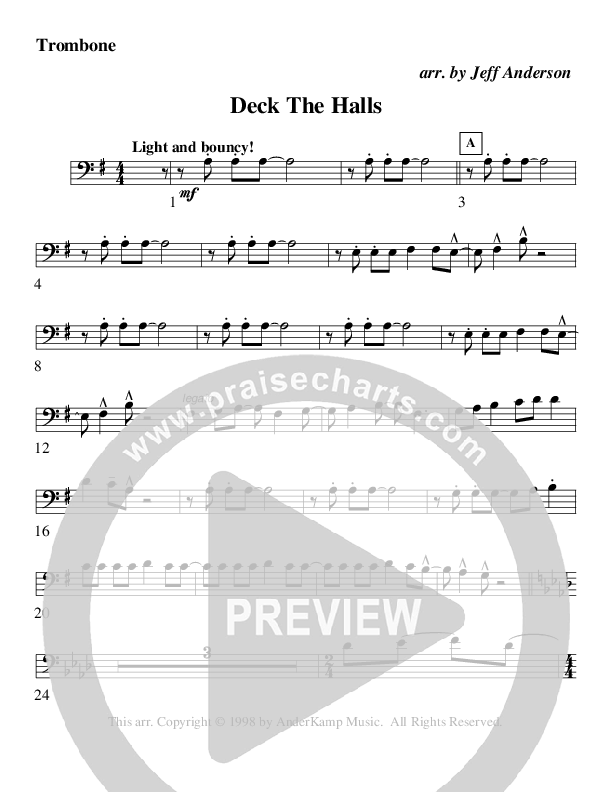Deck The Halls (Instrumental) Trombone (AnderKamp Music)