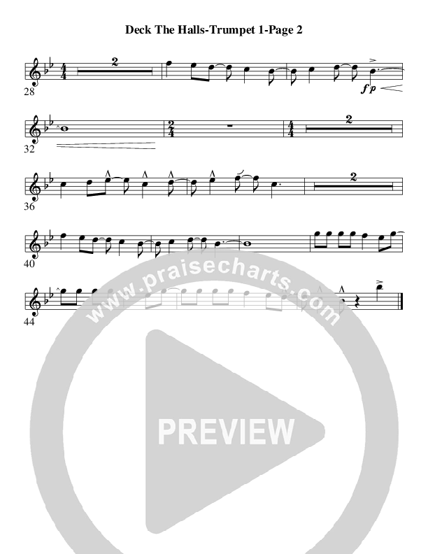 Deck The Halls (Instrumental) Trumpet 1 (AnderKamp Music)