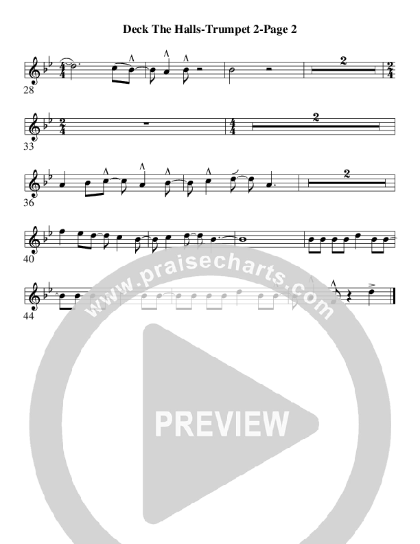 Deck The Halls (Instrumental) Trumpet 2 (AnderKamp Music)