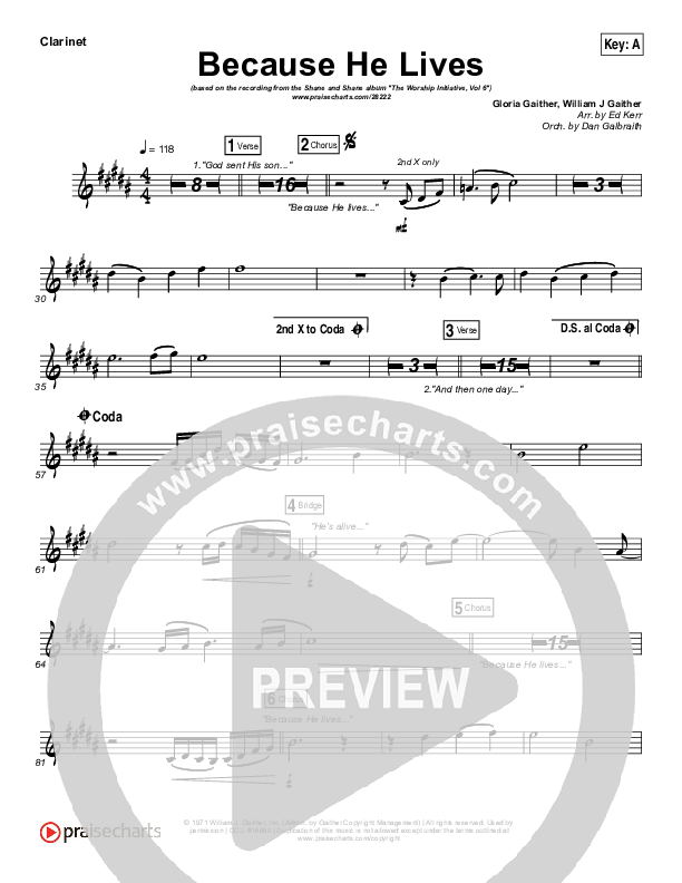 Because He Lives Clarinet (Shane & Shane / The Worship Initiative)