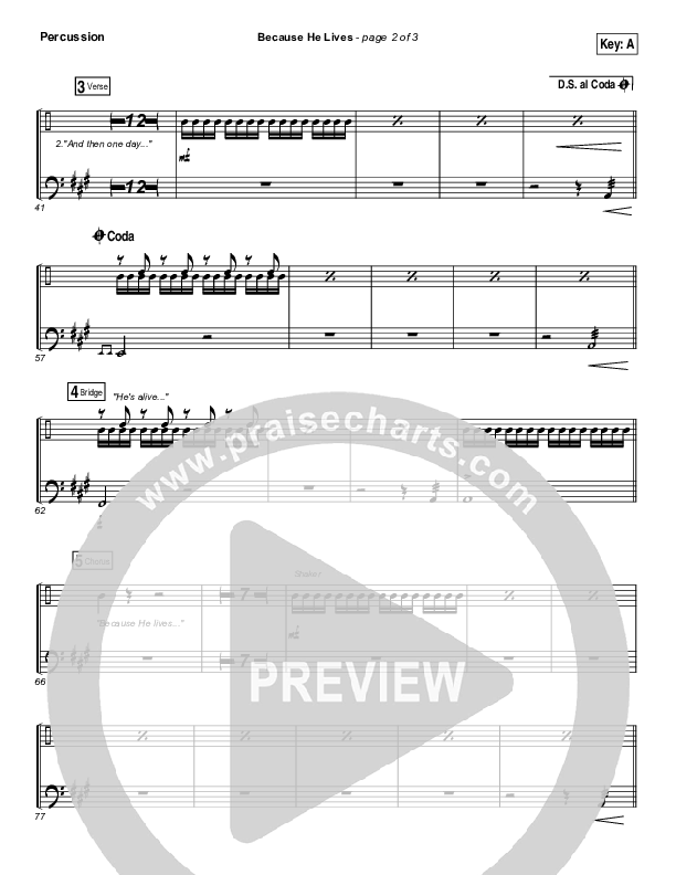 Because He Lives Percussion (Shane & Shane / The Worship Initiative)