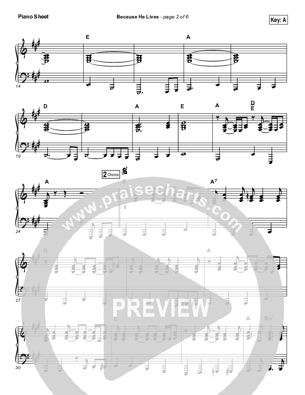 Because He Lives Piano Sheet (Shane & Shane / The Worship Initiative)