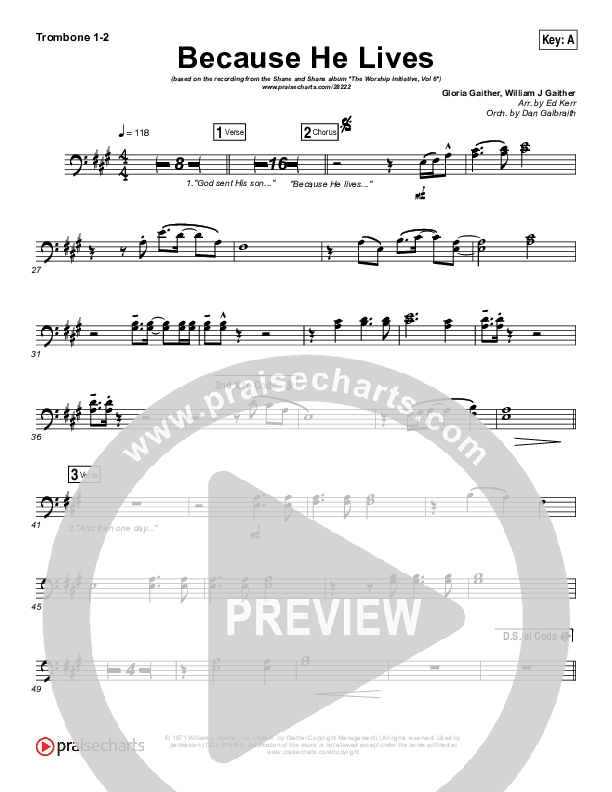 Because He Lives Trombone 1/2 (Shane & Shane / The Worship Initiative)