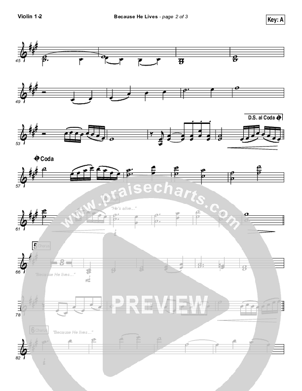Because He Lives Violin 1/2 (Shane & Shane / The Worship Initiative)