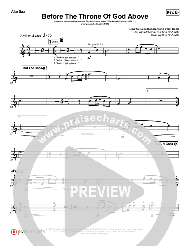 Before The Throne Of God Above Alto Sax (Shane & Shane / The Worship Initiative)