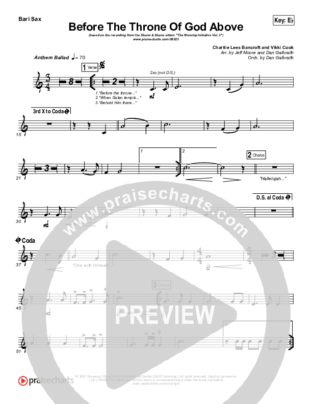 Before The Throne Of God Above Bari Sax (Shane & Shane / The Worship Initiative)