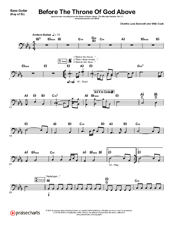 Before The Throne Of God Above Bass Guitar (Shane & Shane / The Worship Initiative)