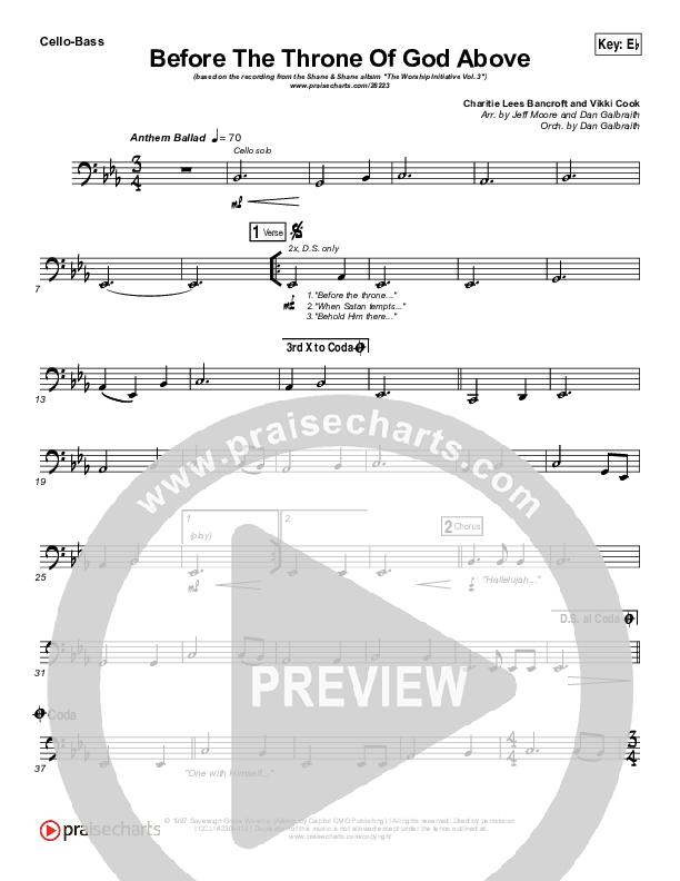 Before The Throne Of God Above Cello/Bass (Shane & Shane / The Worship Initiative)