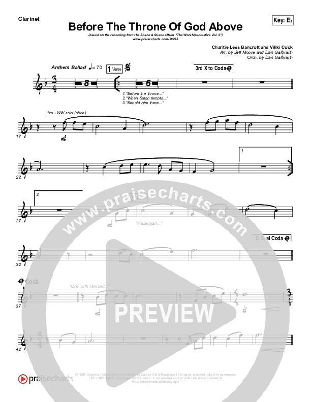 Before The Throne Of God Above Clarinet (Shane & Shane / The Worship Initiative)