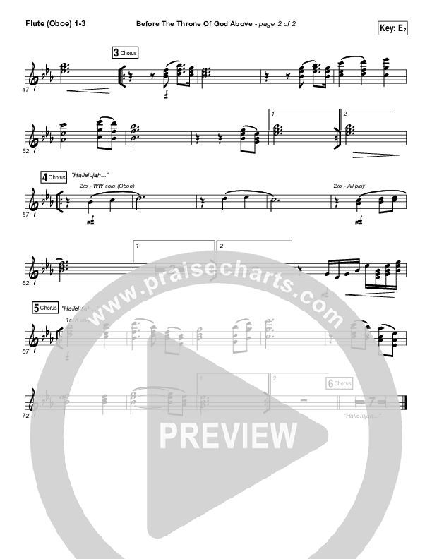 Before The Throne Of God Above Flute/Oboe 1/2/3 (Shane & Shane / The Worship Initiative)