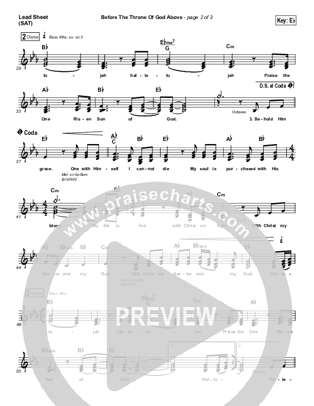 Before The Throne Of God Above Lead Sheet (SAT) (Shane & Shane / The Worship Initiative)