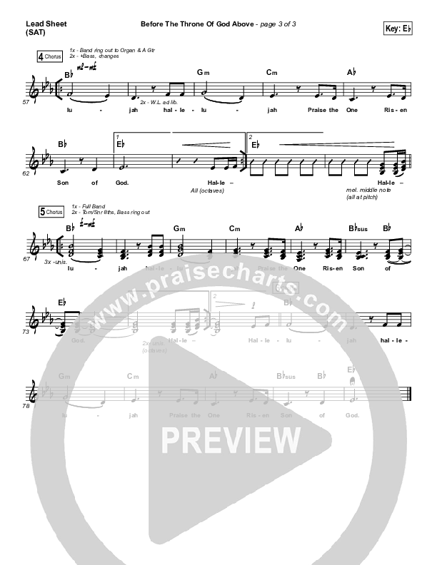 Before The Throne Of God Above Lead Sheet (SAT) (Shane & Shane / The Worship Initiative)