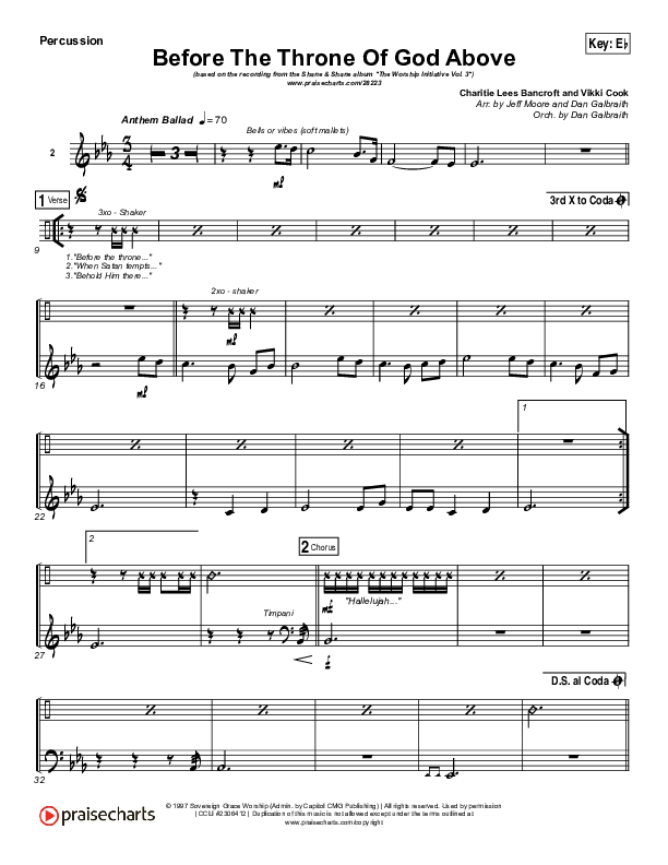 Before The Throne Of God Above Percussion (Shane & Shane / The Worship Initiative)