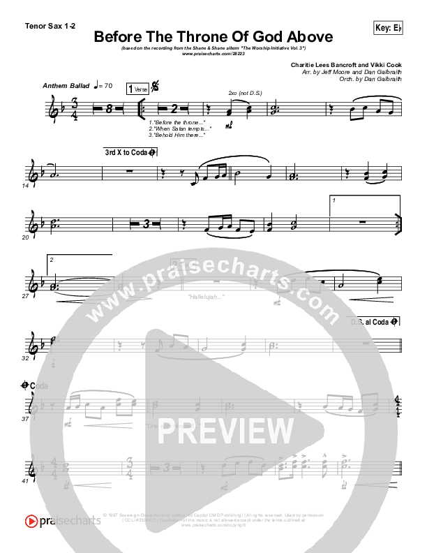 Before The Throne Of God Above Tenor Sax 1/2 (Shane & Shane / The Worship Initiative)