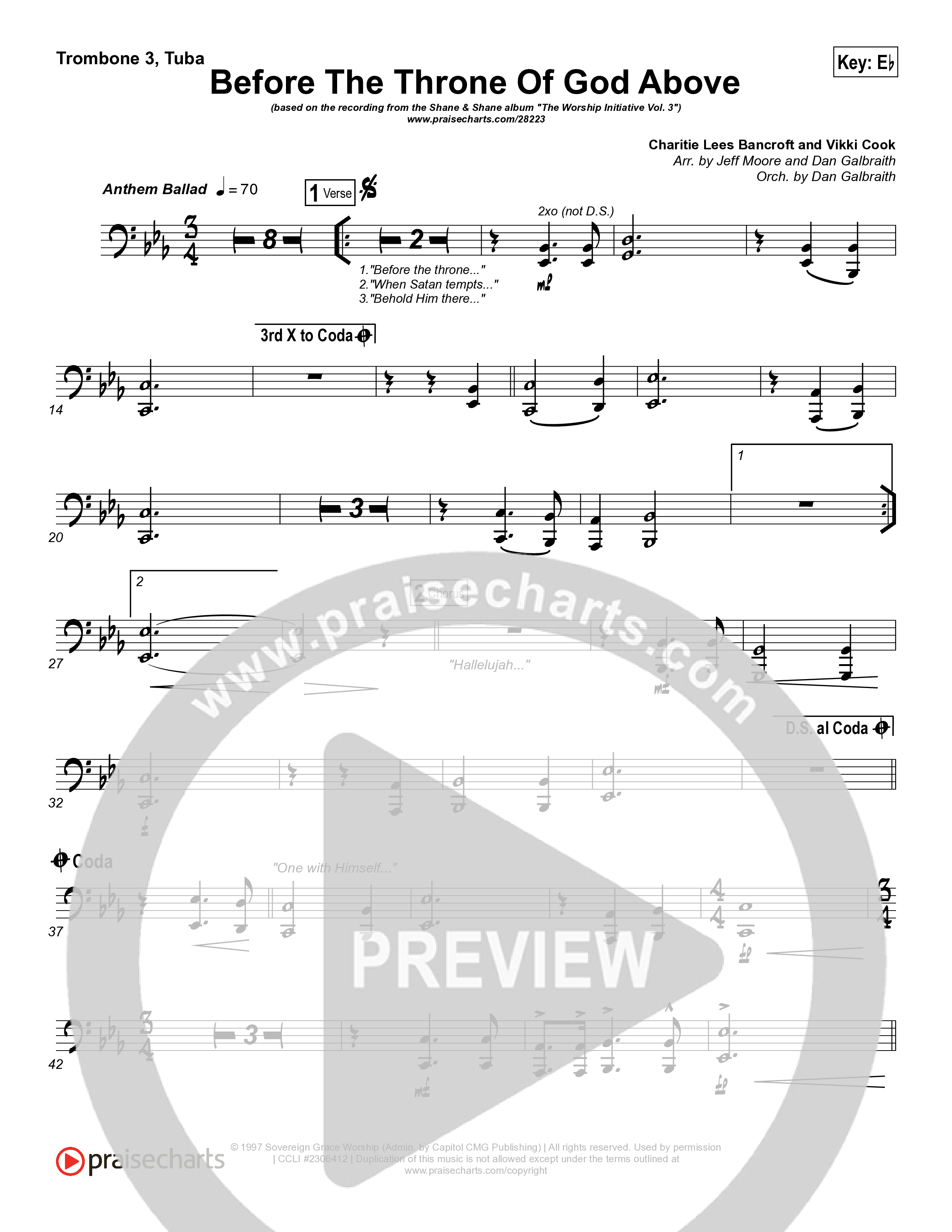 Before The Throne Of God Above Trombone 3/Tuba (Shane & Shane / The Worship Initiative)