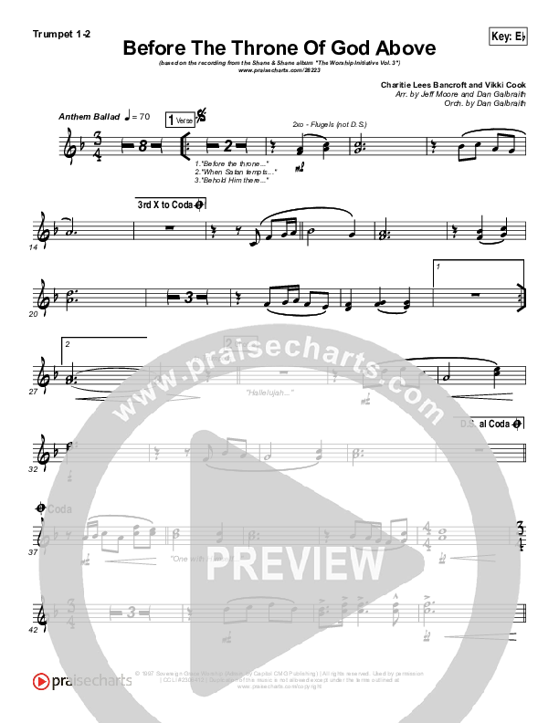 Before The Throne Of God Above Trumpet 1,2 (Shane & Shane / The Worship Initiative)