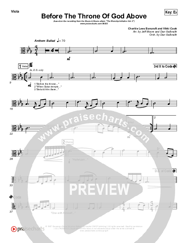 Before The Throne Of God Above Viola (Shane & Shane / The Worship Initiative)
