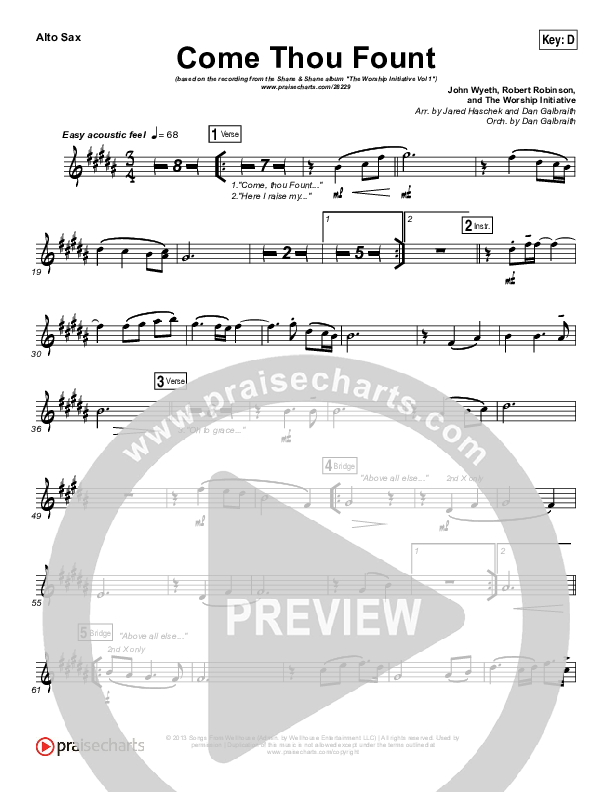 Come Thou Fount Alto Sax (Shane & Shane / The Worship Initiative)