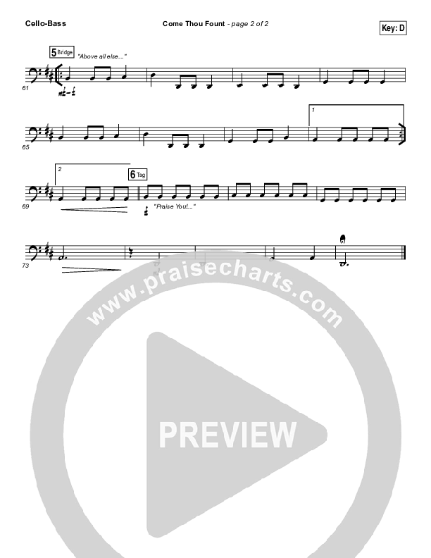 Come Thou Fount Cello/Bass (Shane & Shane / The Worship Initiative)