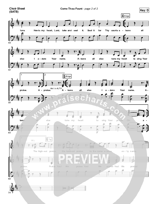 Come Thou Fount Choir Sheet (SATB) (Shane & Shane / The Worship Initiative)