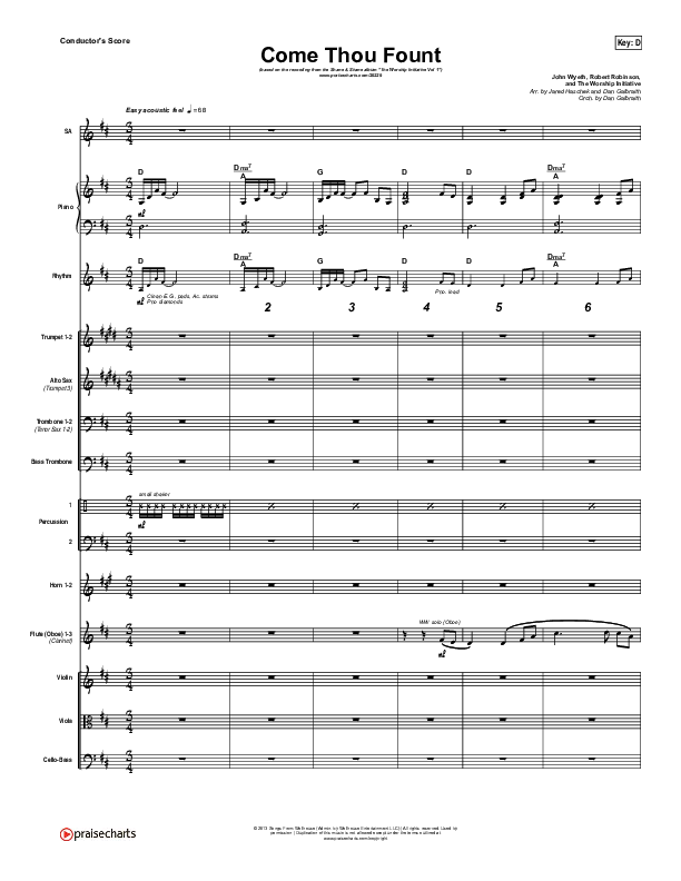 Come Thou Fount Conductor's Score (Shane & Shane / The Worship Initiative)