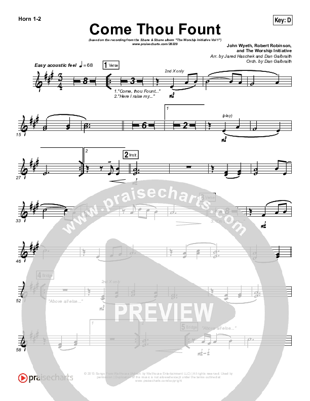 Come Thou Fount French Horn 1/2 (Shane & Shane / The Worship Initiative)