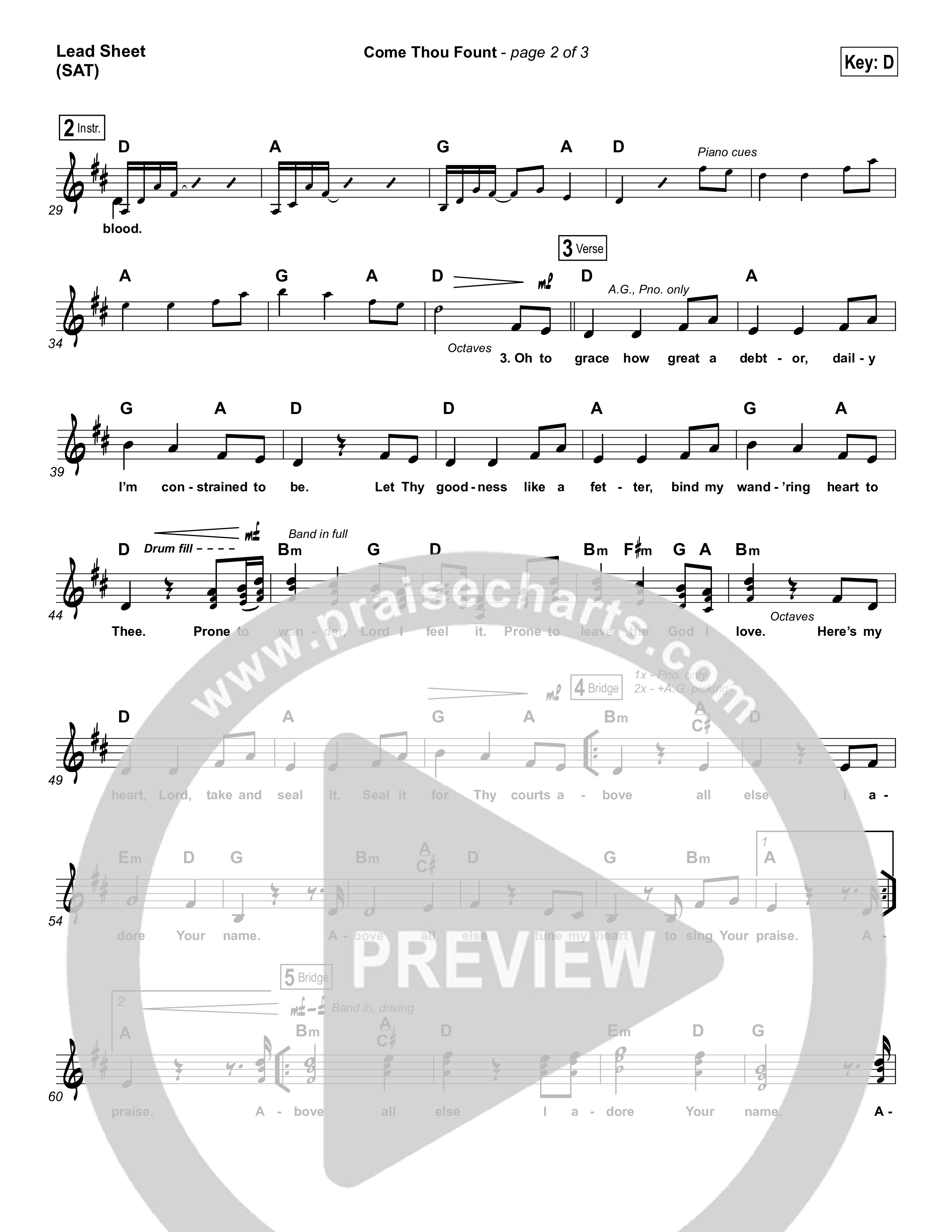 Come Thou Fount Lead Sheet (SAT) (Shane & Shane / The Worship Initiative)