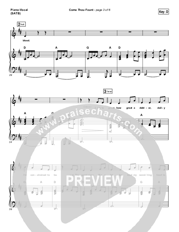 Come Thou Fount Piano/Vocal (SATB) (Shane & Shane / The Worship Initiative)