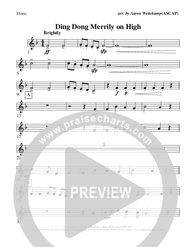 Ding Dong Merrily On High (Instrumental) French Horn (AnderKamp Music)