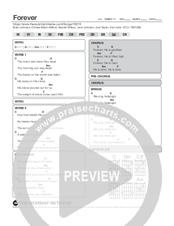 Forever Chord Chart (Shane & Shane / The Worship Initiative)