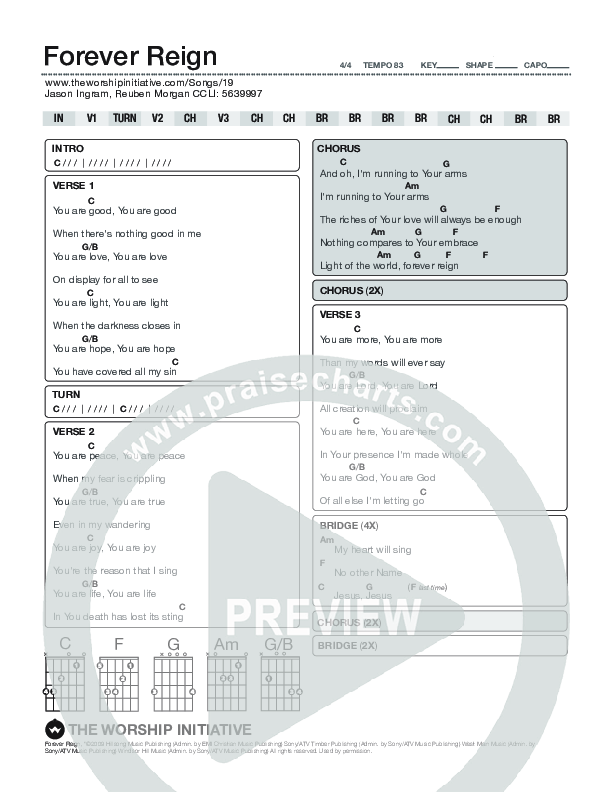 Forever Reign Chord Chart (Shane & Shane / The Worship Initiative)