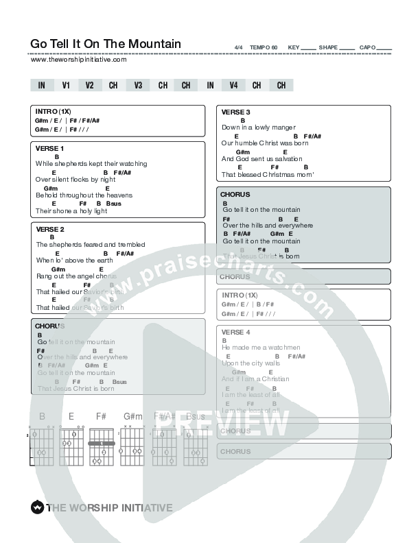 Go Tell It On The Mountain Chords & Lyrics (Shane & Shane / The Worship Initiative)