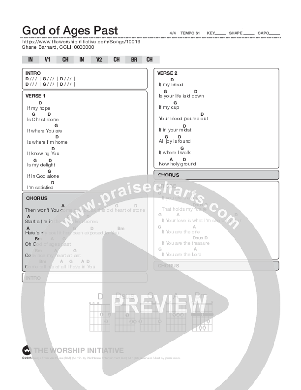 God Of Ages Past Chord Chart (Shane & Shane / The Worship Initiative)