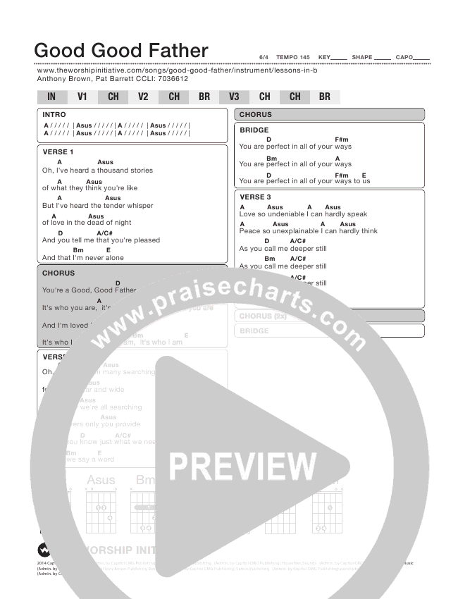 Good Good Father Chords PDF (Shane &amp; Shane / The Worship Initiative ...