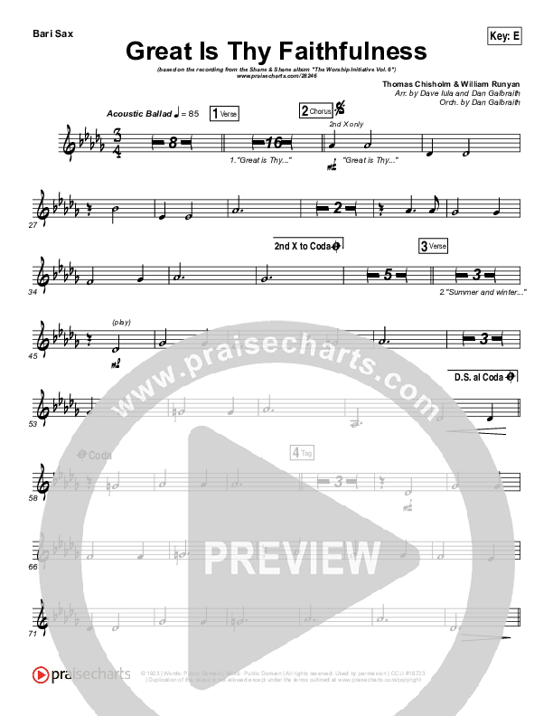 Great Is Thy Faithfulness Bari Sax (Shane & Shane / The Worship Initiative)