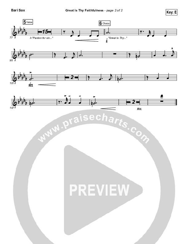 Great Is Thy Faithfulness Bari Sax (Shane & Shane / The Worship Initiative)