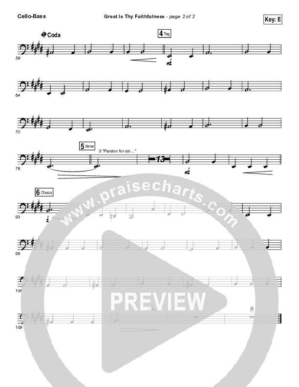 Great Is Thy Faithfulness Cello/Bass (Shane & Shane / The Worship Initiative)