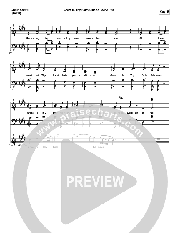 Great Is Thy Faithfulness Choir Sheet (SATB) (Shane & Shane / The Worship Initiative)