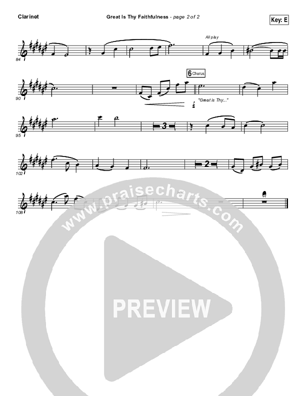 Great Is Thy Faithfulness Clarinet (Shane & Shane / The Worship Initiative)