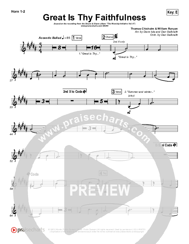 Great Is Thy Faithfulness French Horn 1/2 (Shane & Shane / The Worship Initiative)