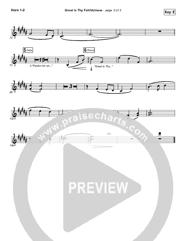 Great Is Thy Faithfulness French Horn 1/2 (Shane & Shane / The Worship Initiative)