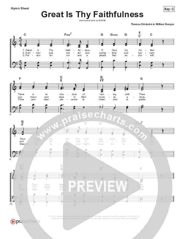Great Is Thy Faithfulness Hymn Sheet (Shane & Shane / The Worship Initiative)