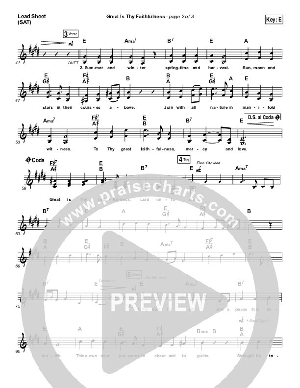Great Is Thy Faithfulness Lead Sheet (SAT) (Shane & Shane / The Worship Initiative)