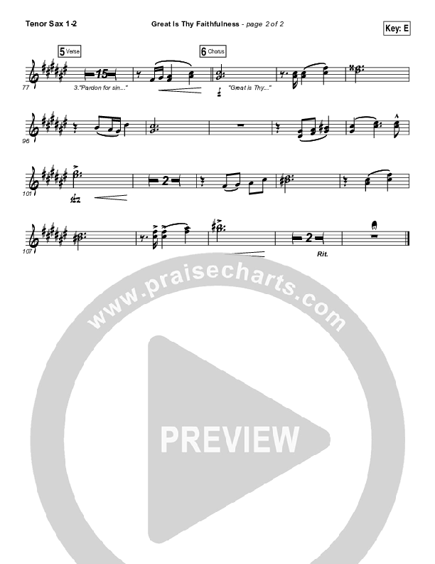 Great Is Thy Faithfulness Tenor Sax 1/2 (Shane & Shane / The Worship Initiative)